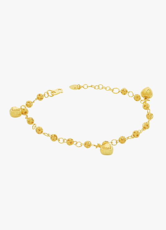 916 Gold Heart Beads Bracelet