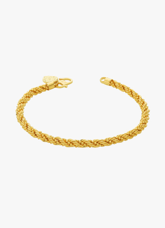 916 Gold thick Rope Style with Twisted ball Bracelet