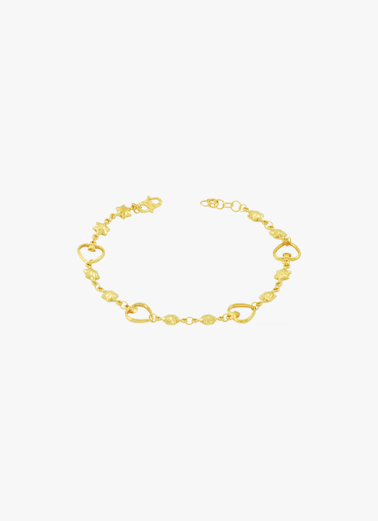 916 Gold Hearts & Stars links Bracelet