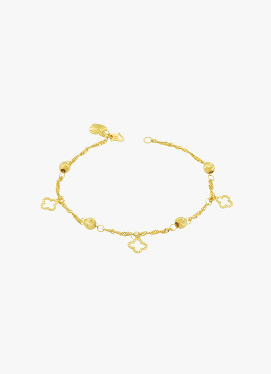 916 Gold 4 leaves ripple bracelet