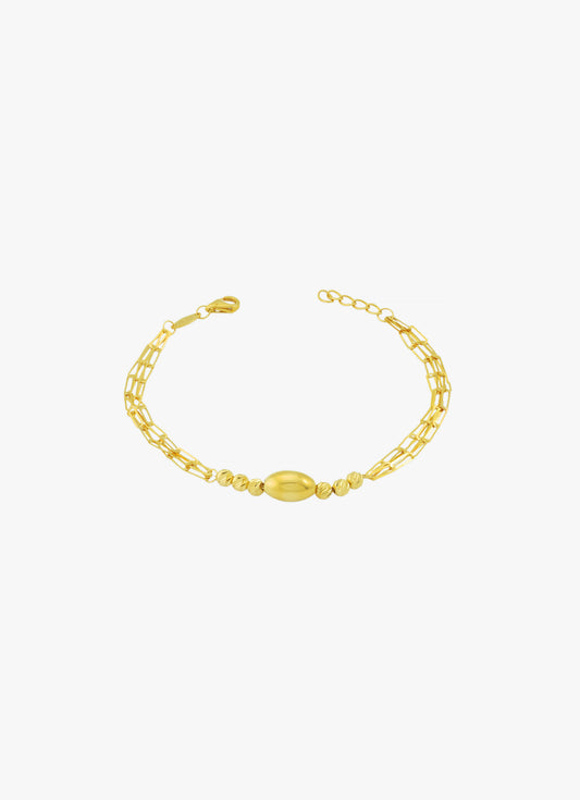 916 Gold Beads Layer Paperclip Bracelet
