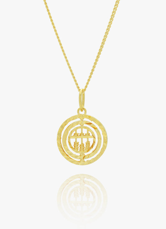 916 Gold Round Abacus Pendant