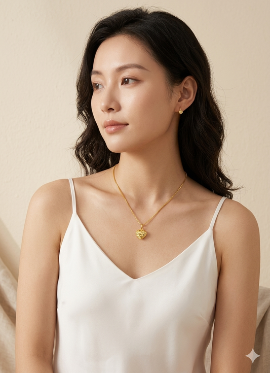 916 Gold Faceted Heart pendant