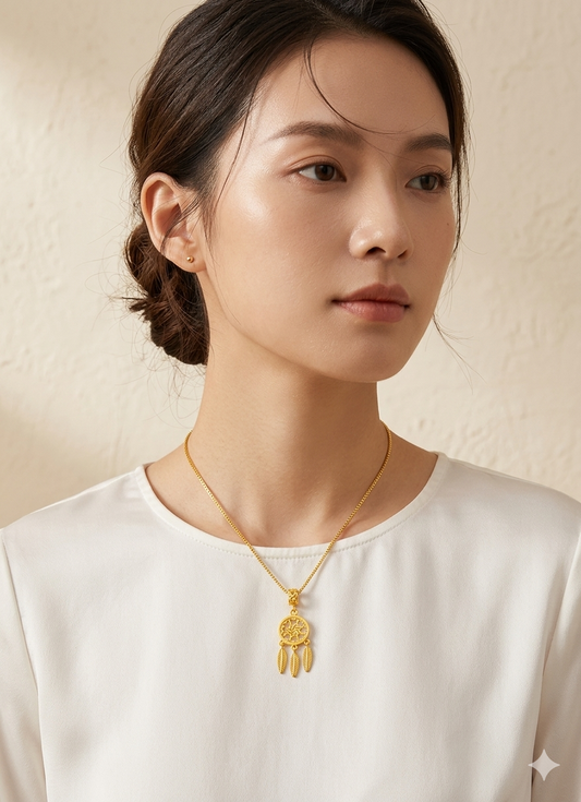 916 gold Dreamcatcher Pendant