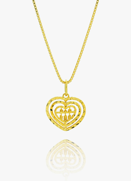 916 Gold Rotating Heart Abacus Pendant