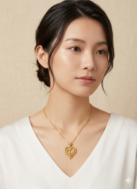 916 Gold Elegant Heart Pendant
