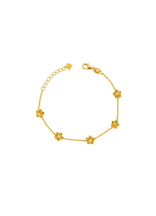 916 gold 5 flower petal bracelet