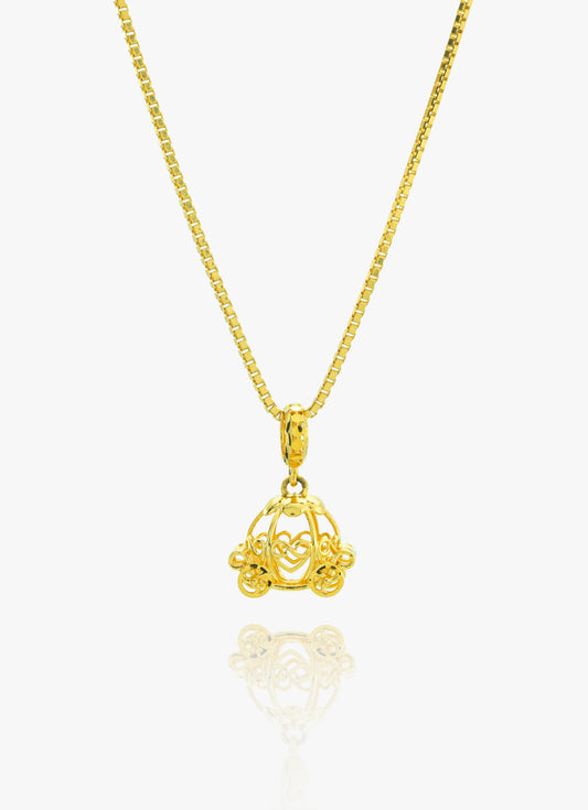 916 gold Cinderella Carriage Pendant
