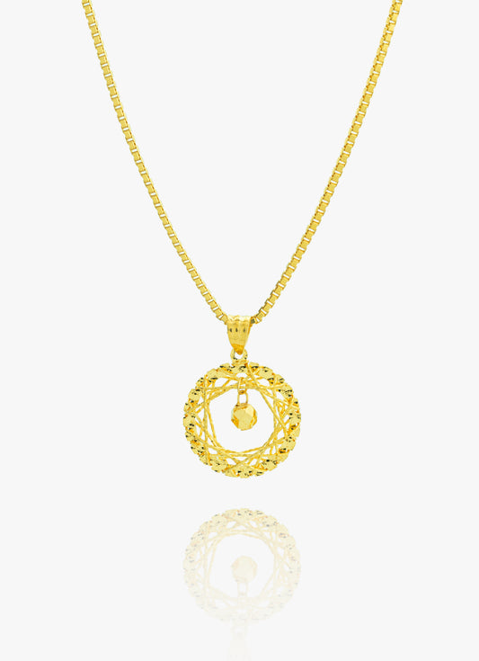 916 gold Shining Round Bell Pendant