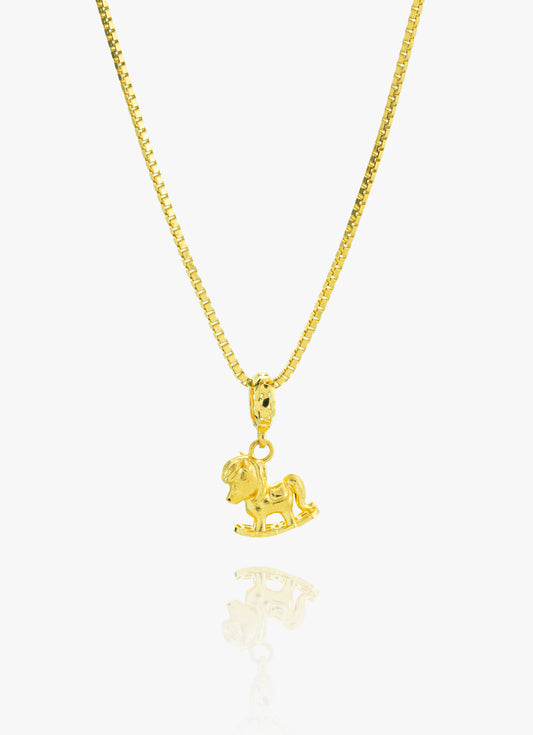 916 Gold Rocking Horse Pendant