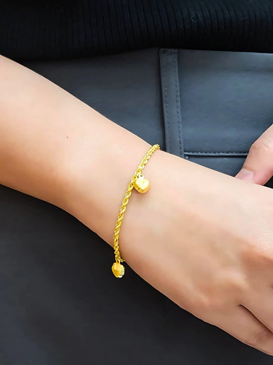 916 Gold Love Dangling Rope Bracelet