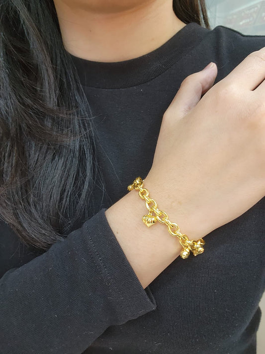 916 Gold Heart Circle Chain Bracelet