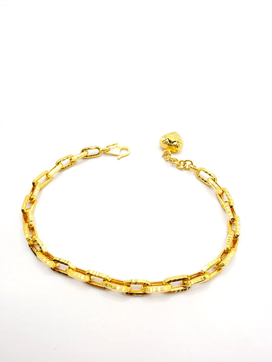 916 Gold Polished Love Link Bracelet