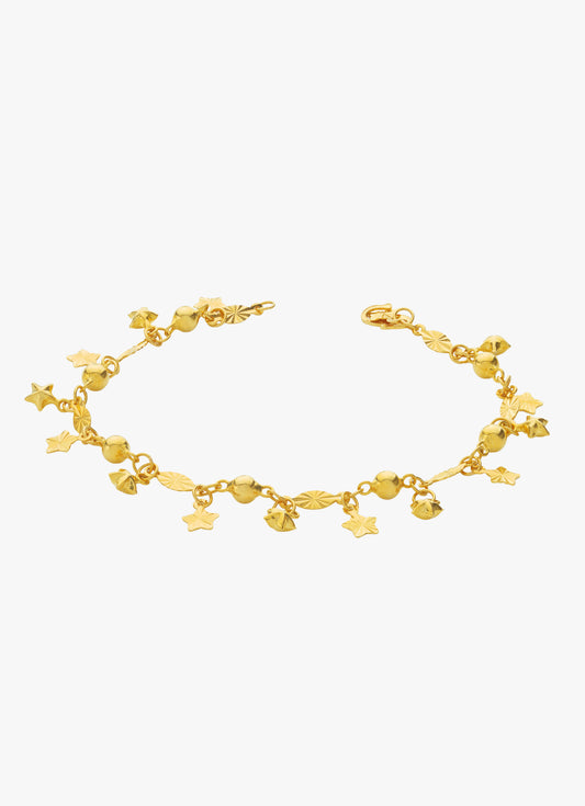 916 Gold Fancy Star & Ball Bracelet