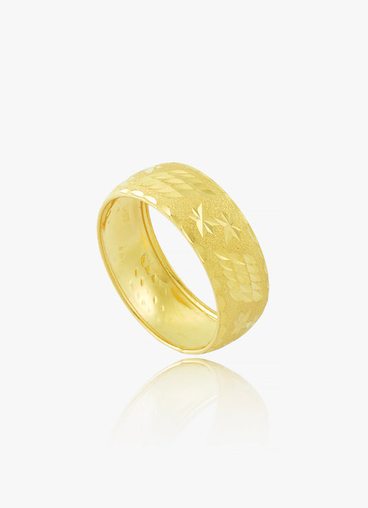 916 Gold Thick Star Wedding Band Ring
