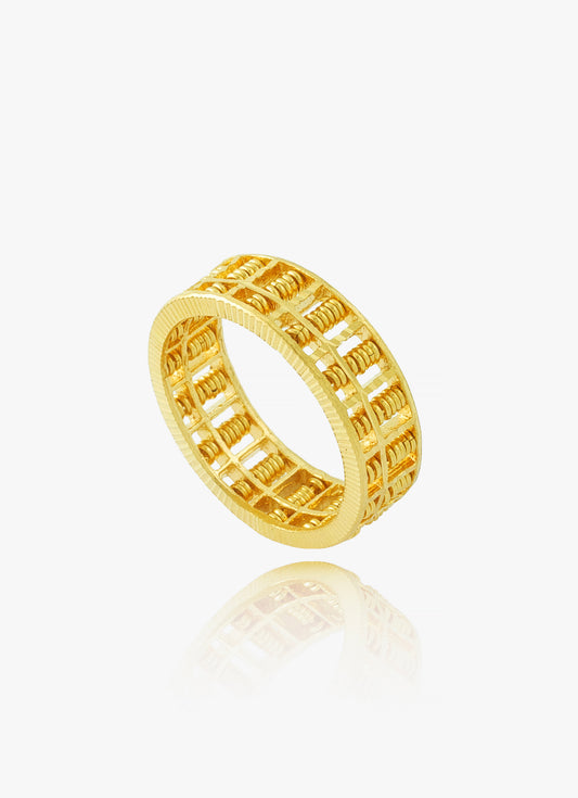 916 Gold Full Abacus Ring