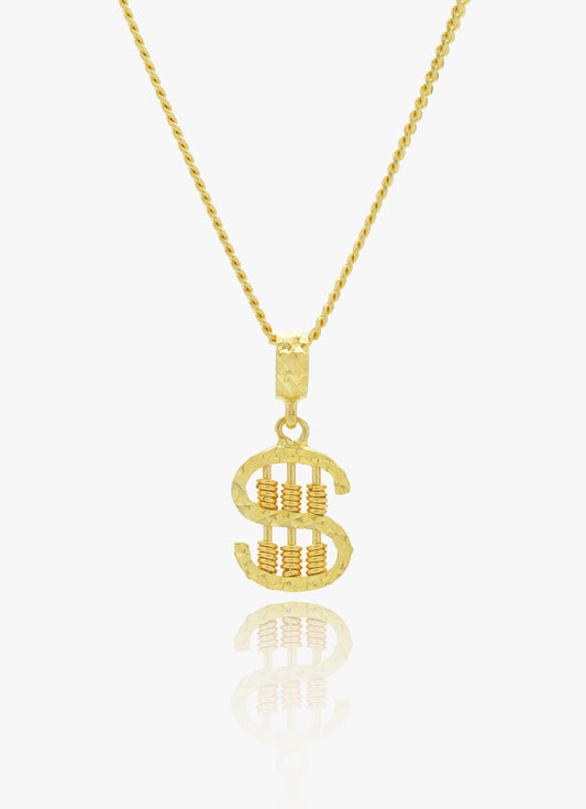 916 Gold Dollar sign pendant