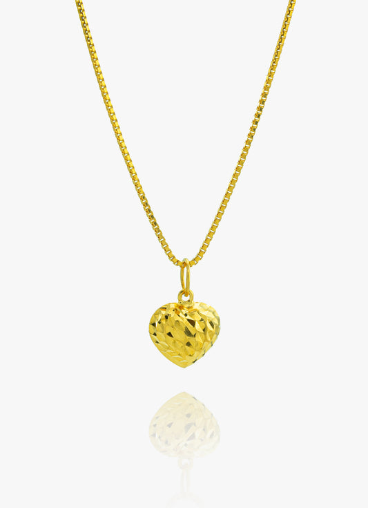916 Gold Faceted Heart pendant