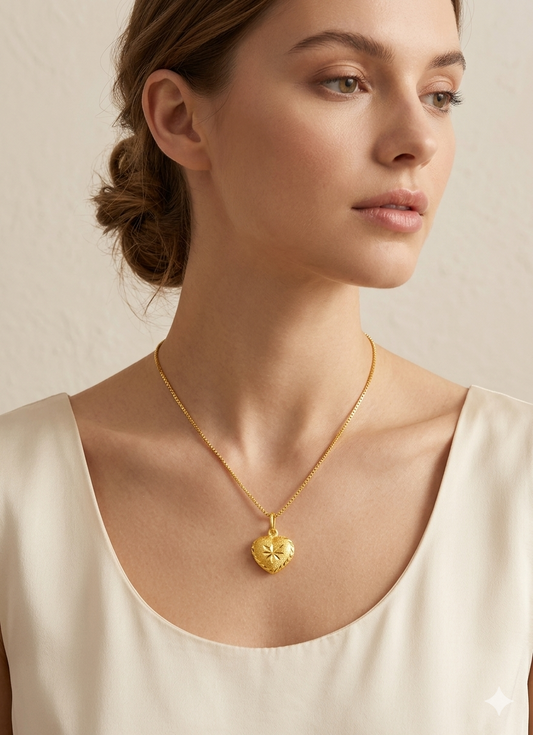 916 Gold Heart Sandy textured finished pendant