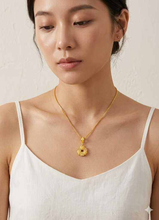 916 Gold Blessing Blossom Pendant