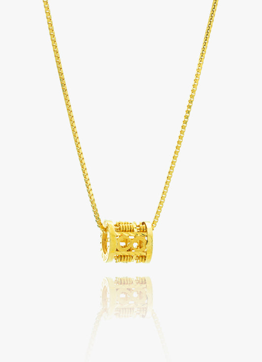 916 Gold Abacus Barrel pendant
