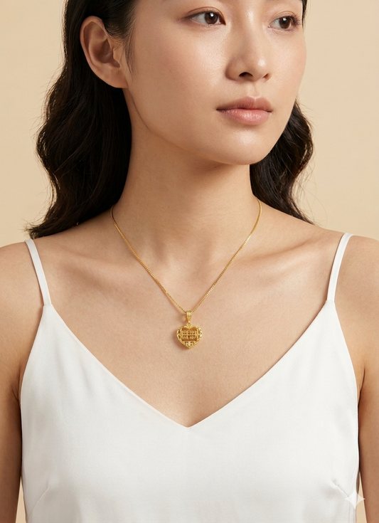 916 Gold Love Shape Spin Abacus Pendant