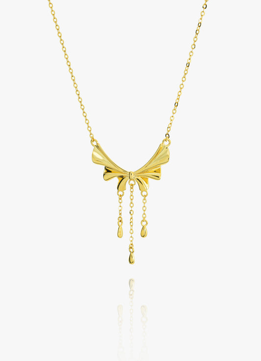 916 Gold Ribbon Bowtie Necklace