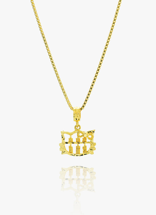 916 Gold Kitty Abacus Pendant