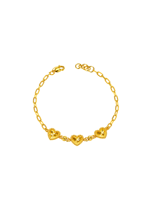 916 Gold 3 Love Link Bracelet