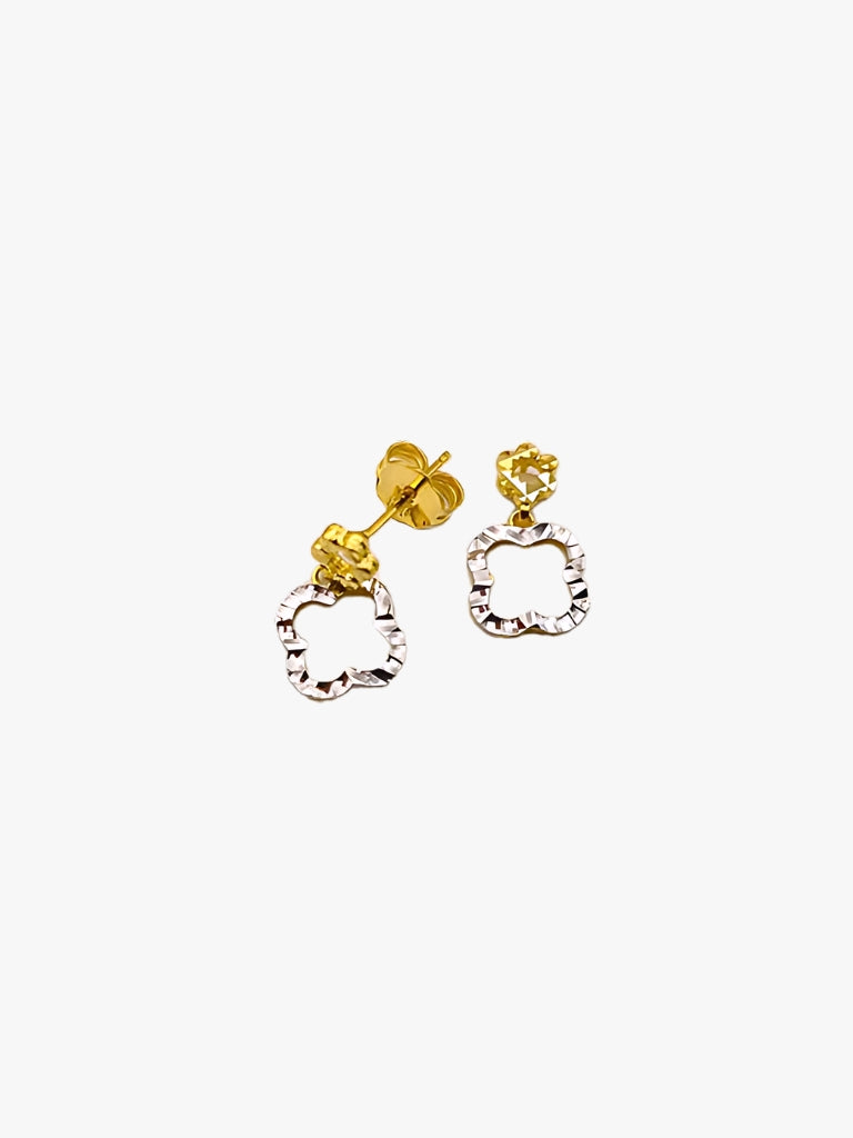 916 2 Tone Clover Earrings