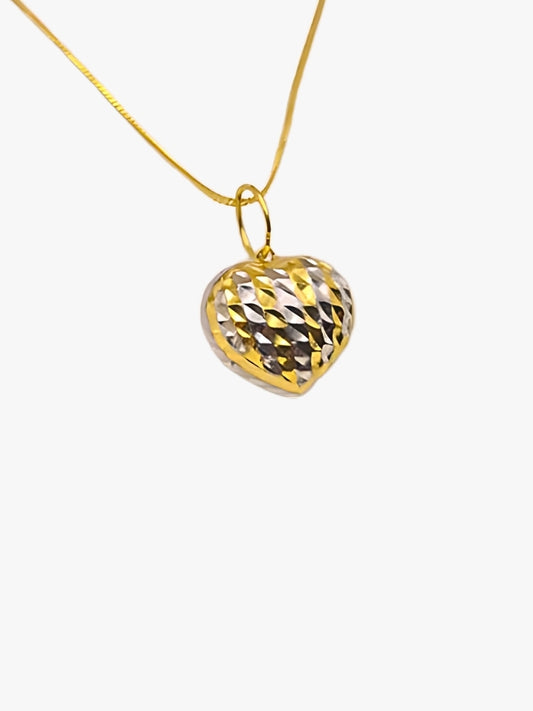 916 Gold 2 Tone Shining Heart Pendant