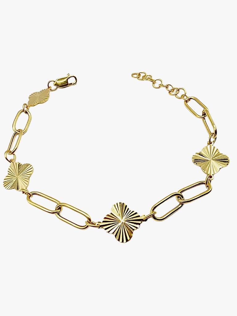 916 Gold Clover Chain Link Bracelet