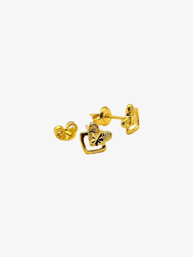 916 Gold Love Ribbon Earrings