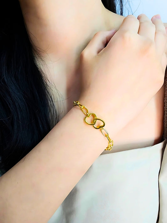 916 Gold Double Love Link Bracelet