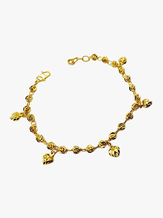 916 Gold Laser ball sweetheart Bracelet