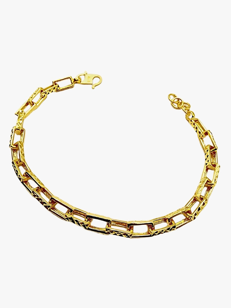 916 Gold Rectangular Link Bracelet