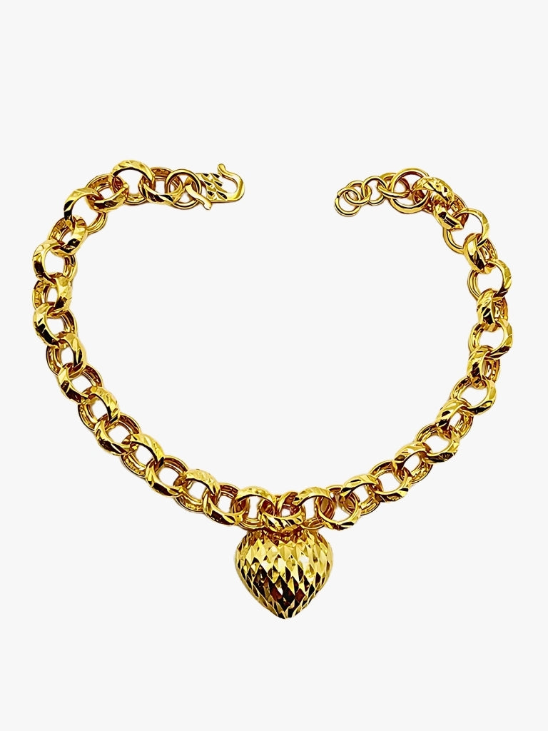 916 Gold Ring Dangling Heart Bracelet