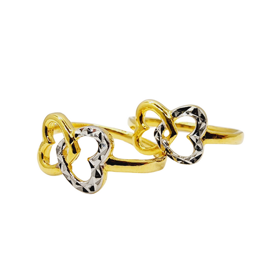 916 Gold Double Heart Ring