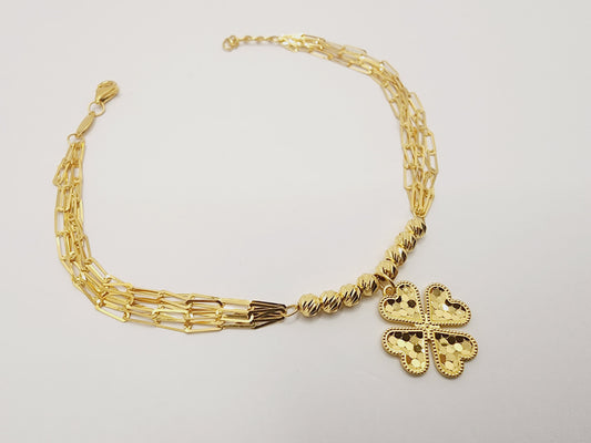 916 Gold Four Leaf Bracelet