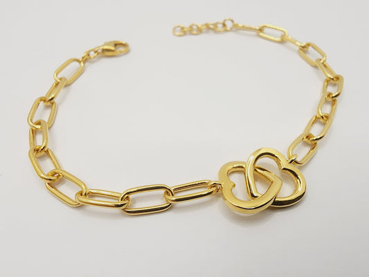 916 Gold Double Love Link Bracelet