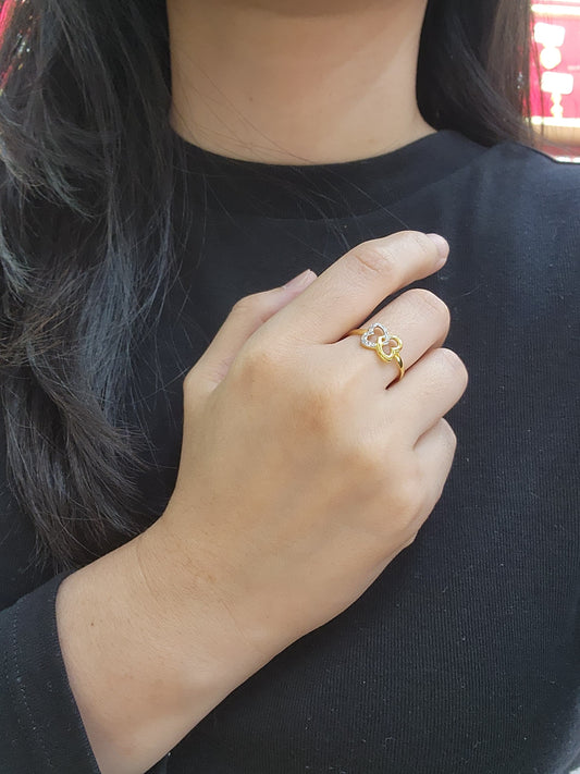 916 Gold Double Heart Ring