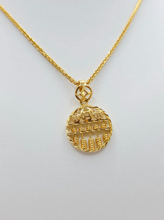 916 Gold Round Abacus Coin pendant