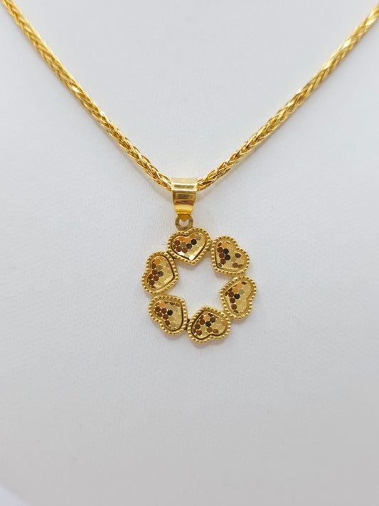 916 Gold Shining 6Hearts Pendant