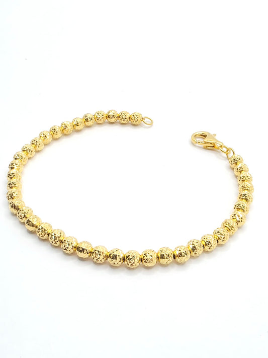 916 Gold Diamond cut Ball Bracelet