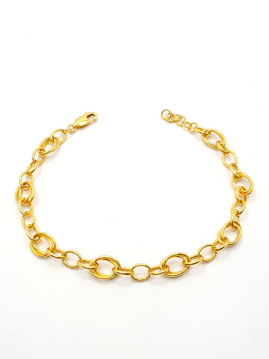 916 Gold Stylish Oval Link Bracelet
