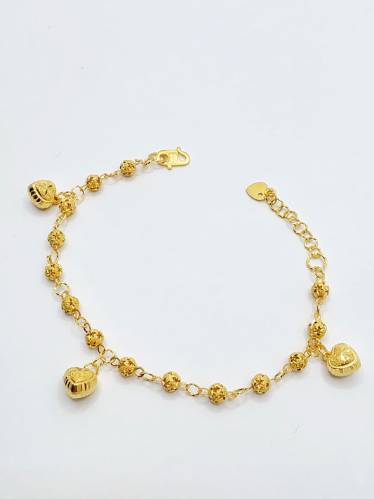 916 Gold Hear Beads Bracelet