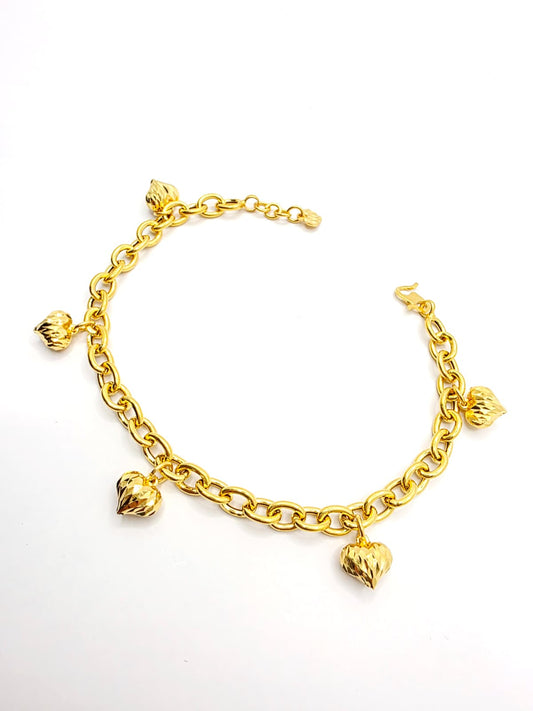 916 Gold Heart Circle Chain Bracelet