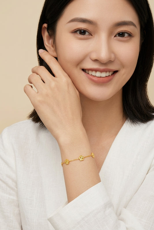 916 gold 5 flower petal bracelet