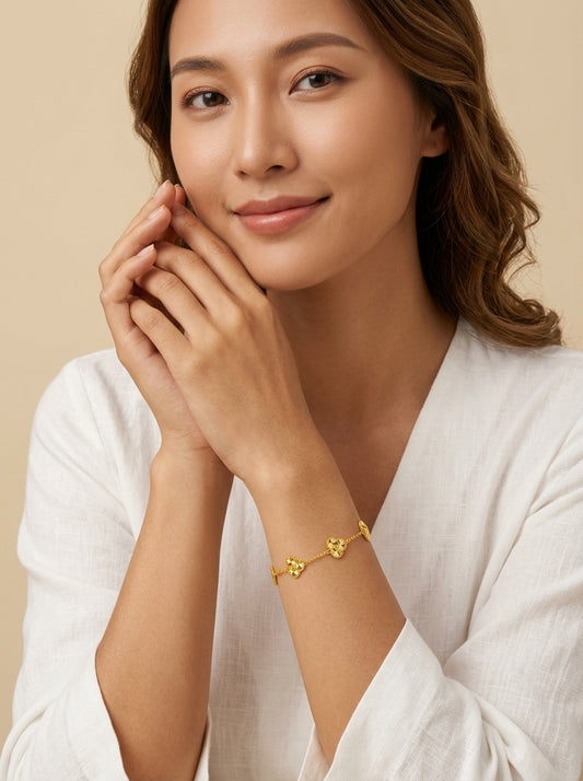 916 gold dragon scale flower bracelet